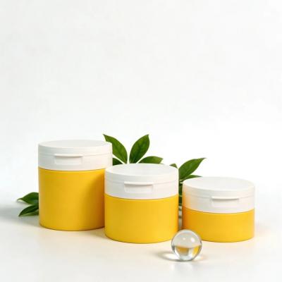 Empty PP Cosmetic Cream Jar Flip Lid With Spatula Yellow Skincare Container For Cleansing Balm  Mud Mask